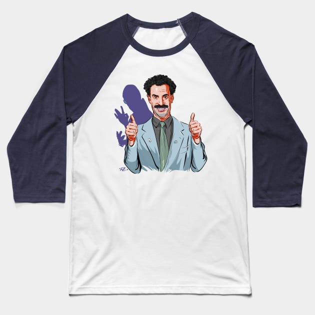 Sasha Baron Cohen - An illustration by Paul Cemmick Baseball T-Shirt by PLAYDIGITAL2020